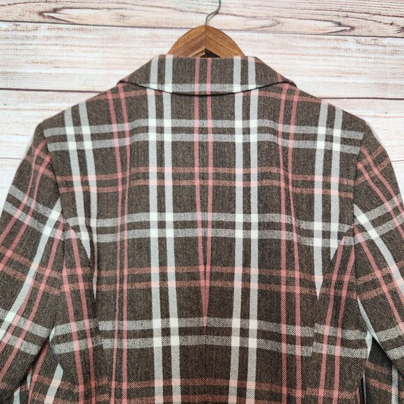 Hugo Boss Women’s Plaid Wool Blend Blazer Pockets Size US 4 Brown Gray - Picture 11 of 13
